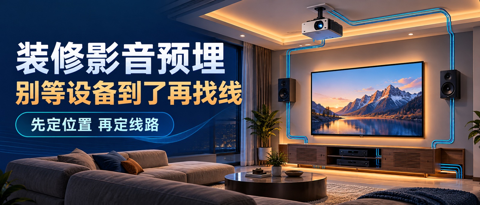 家庭影院最怕的不是设备贵,而是线没留对:封墙前查这4件事场景示意