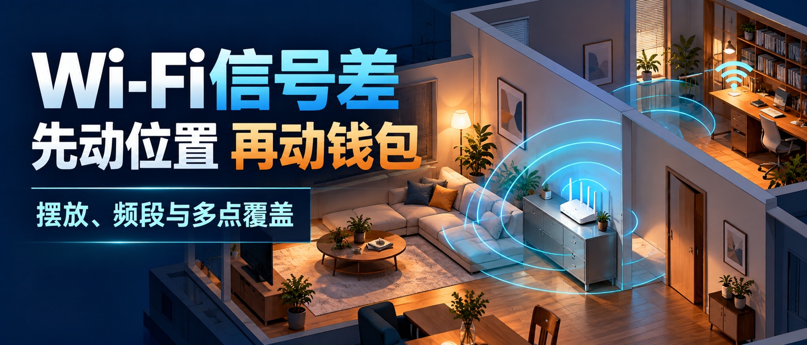 客厅满格,卧室转圈?Wi-Fi信号差,先动位置再动钱包场景示意
